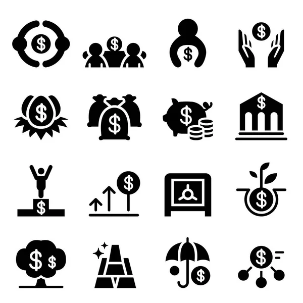 Risparmio di denaro & Icone di investimento Illustrazione vettoriale Progettazione grafica — Vettoriale Stock
