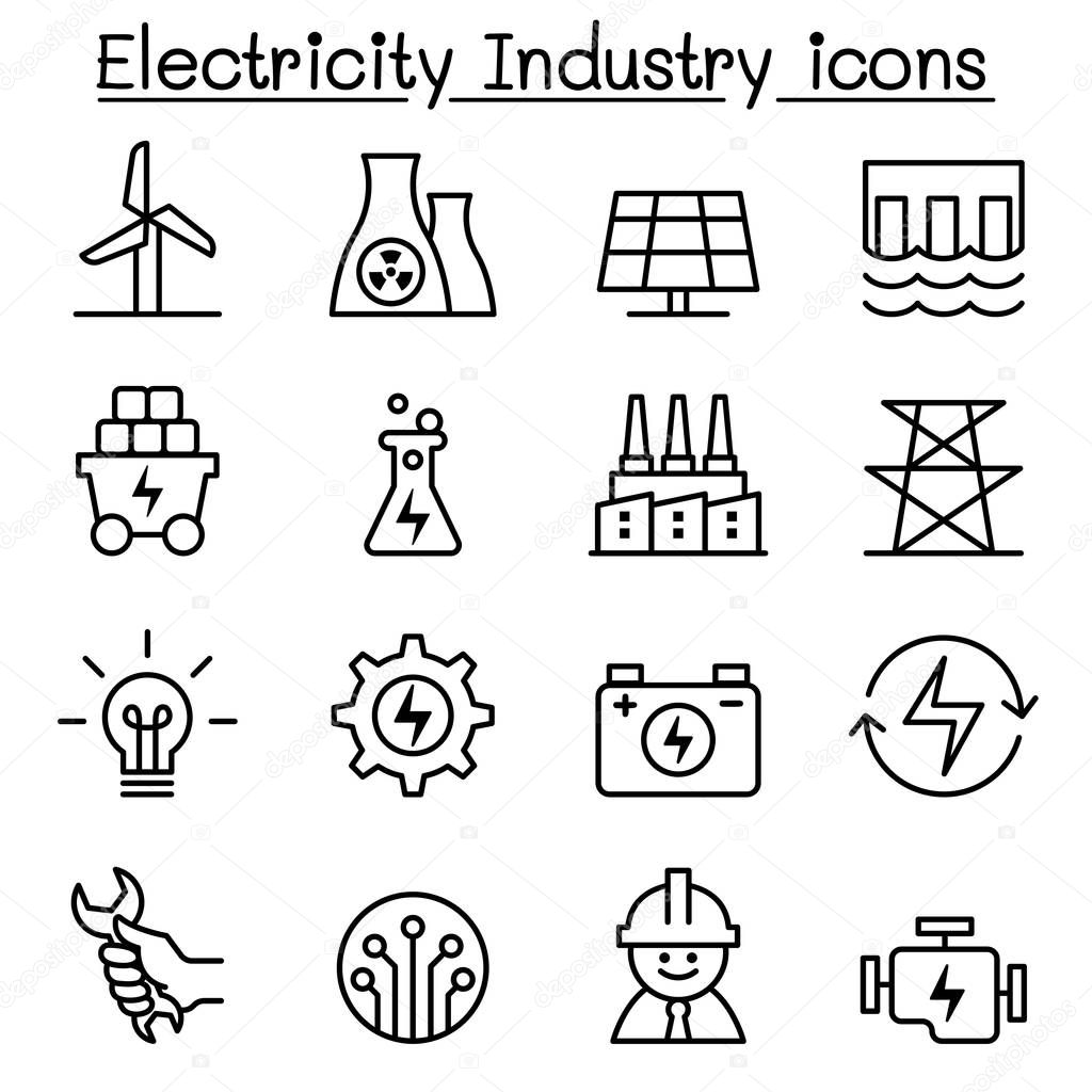 Electricity industry icon in thin line style
