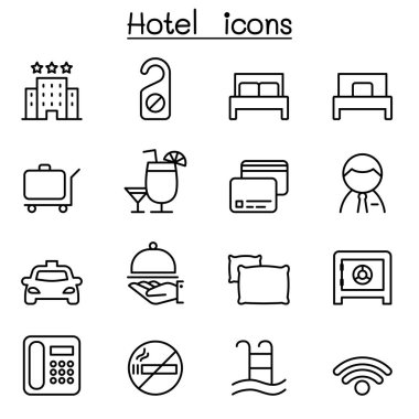 Hotel Icon ince çizgi stili ayarla