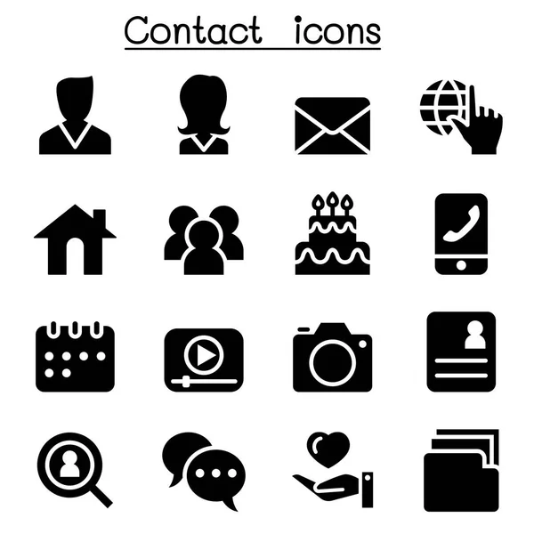 Contact icons set for social network — Stock Vector