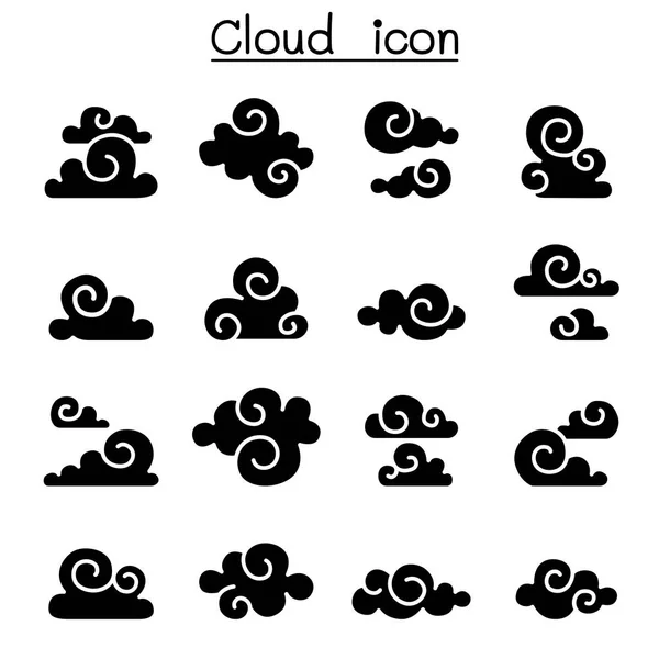 Abstract Cloud met Chinese Cloud, Curl wolk, decoratie wolk, c — Stockvector