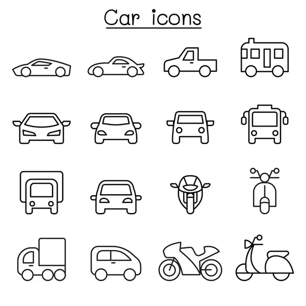 Araba simgesi ince çizgi stil vektör çizim grafik tasarım — Stok Vektör