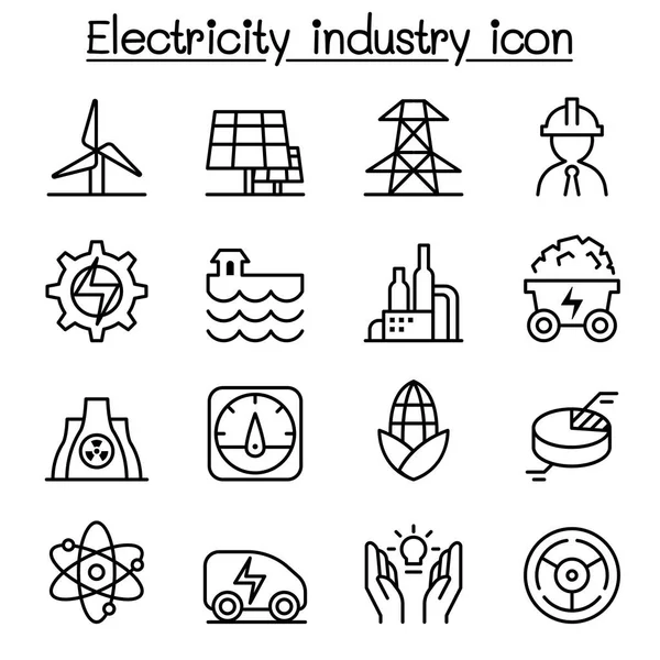 Icono de la industria eléctrica y eléctrica en estilo de línea delgada — Vector de stock