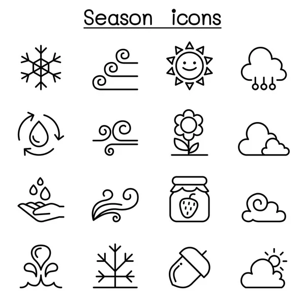 Saison, Climat & Météo icône mis dans le style de ligne mince — Image vectorielle