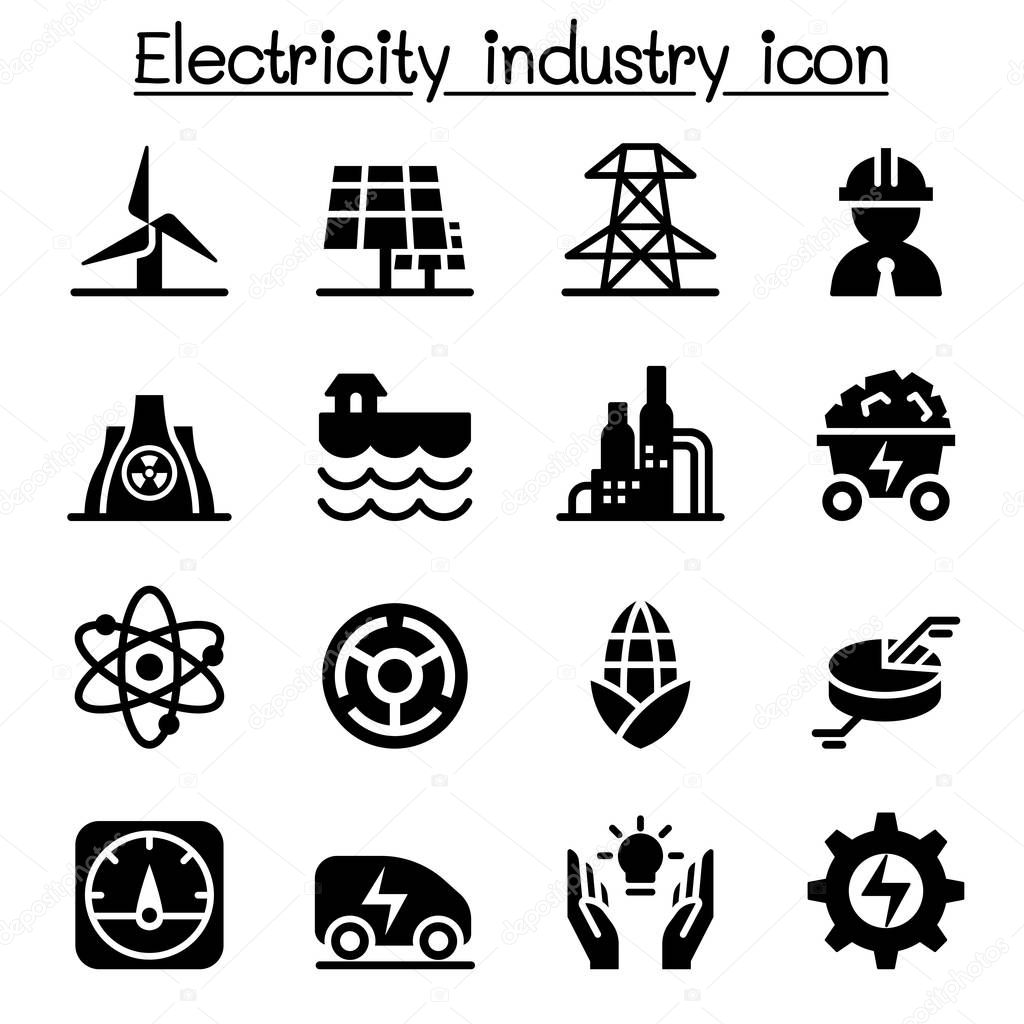 Electricity industry icon set