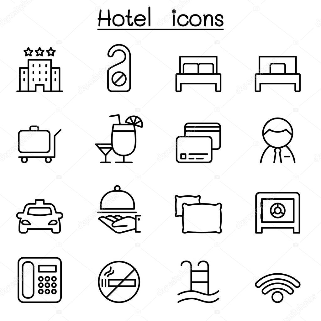Hotel icon set in thin line style