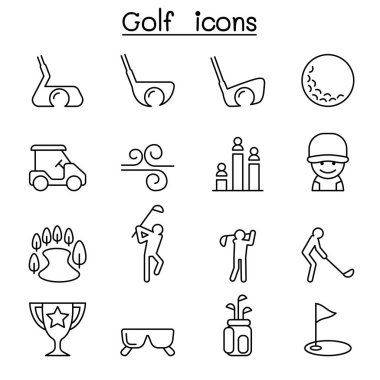 İnce çizgi stilinde Golf Icon set