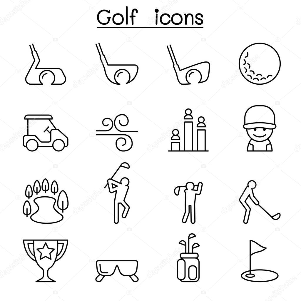 Golf icon set in thin line style