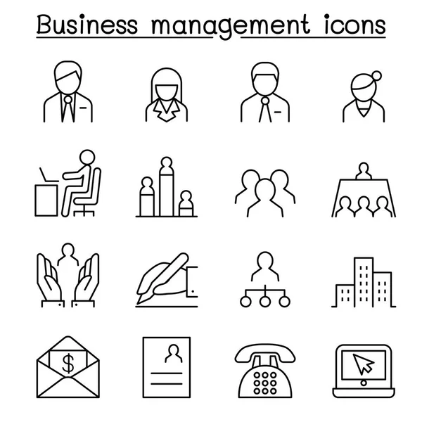 Business management pictogrammenset in dunne lijnstijl — Stockvector