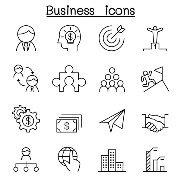 Бізнес-іконка, встановлена у стилі тонкої лінії — стоковий вектор