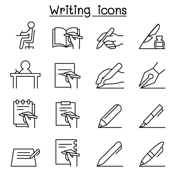 Writing icon set in thin line style — Stock Vector