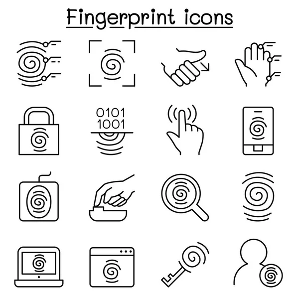 Набор значков отпечатков пальцев в стиле тонкой линии — стоковый вектор