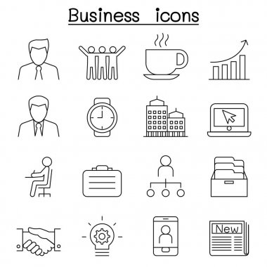 İnce çizgiler tarzında iş Icon set