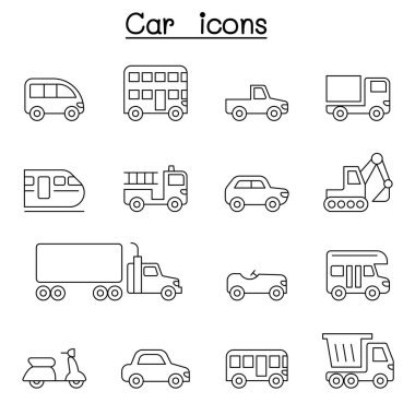 Araba ve araç simgesini ince çizgi stili ayarla
