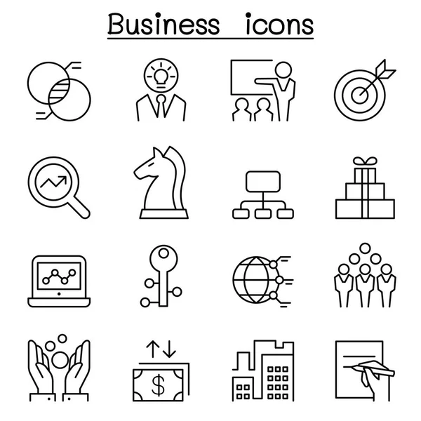 Бізнес-іконка, встановлена у стилі тонкої лінії — стоковий вектор