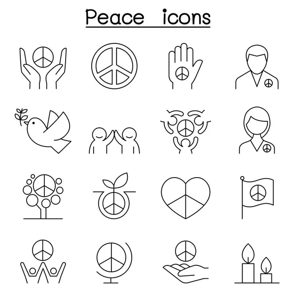 Peace icon set in thin line style — Stock Vector