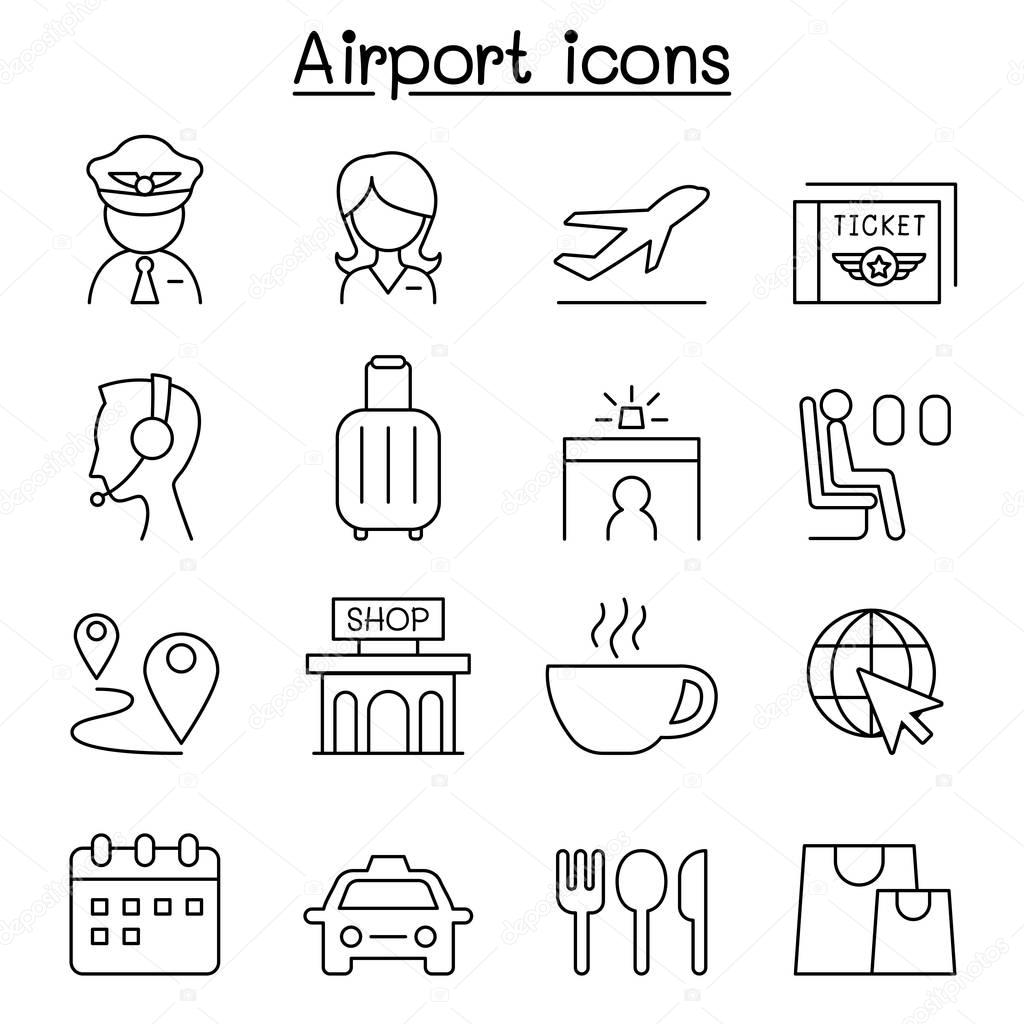 Airport & Aviation icon set in thin line style