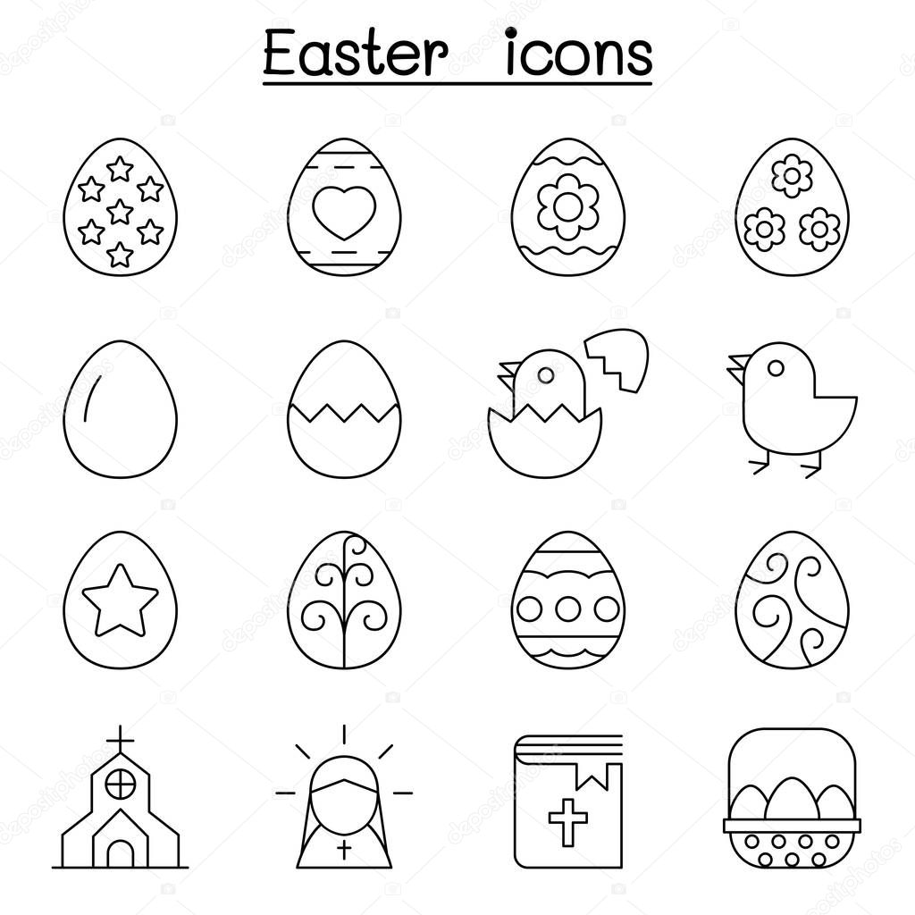 Easter egg icon set in thin line style
