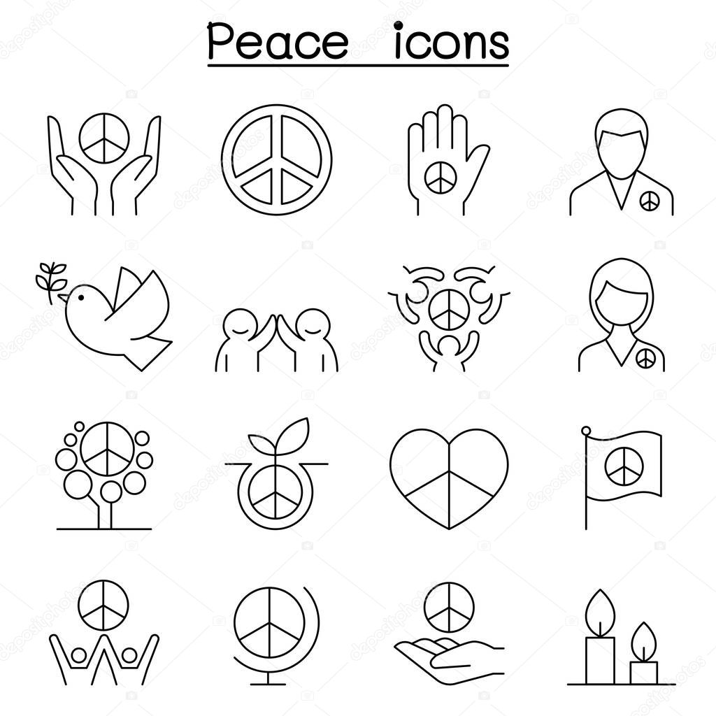 Peace icon set in thin line style