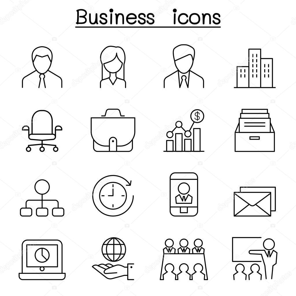 Business management icon set in thin line style