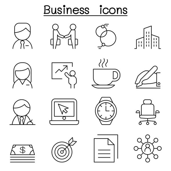 Zakelijke pictogrammenset in dunne lijnstijl — Stockvector