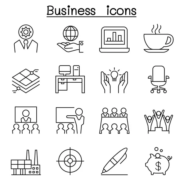 Business management pictogrammenset in dunne lijnstijl — Stockvector