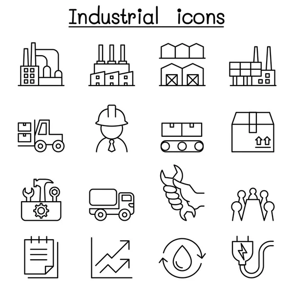 Icono industrial en estilo de línea delgada — Vector de stock