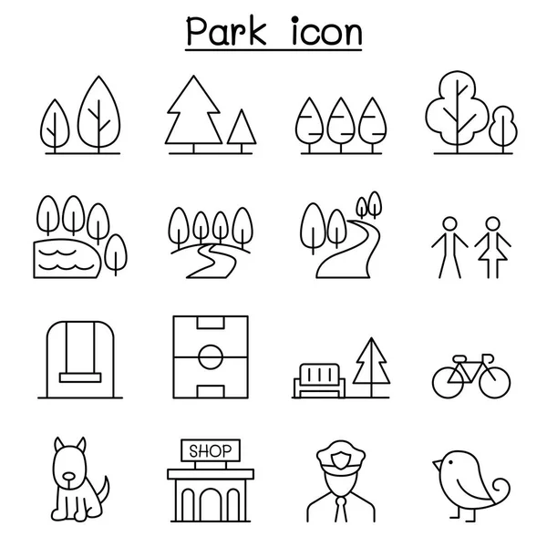 Park icon set in thin line style — Stock Vector