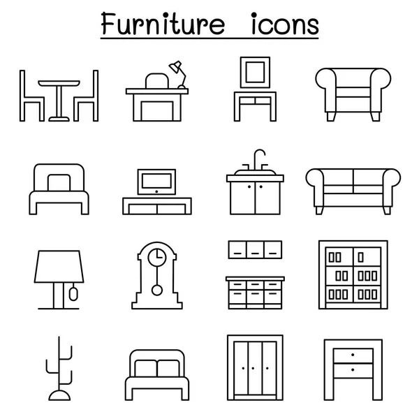 Icône de meubles dans un style de ligne mince — Image vectorielle