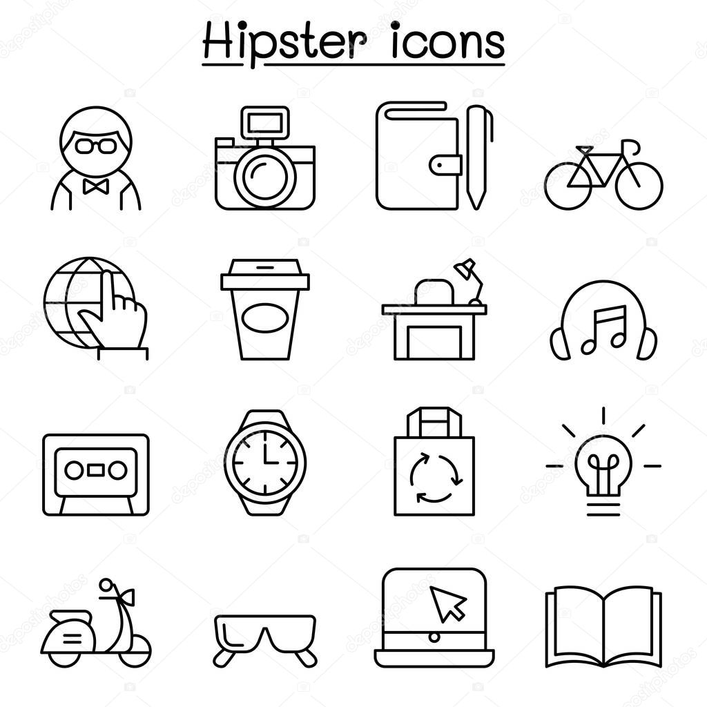 Hipster icon set in thin line style