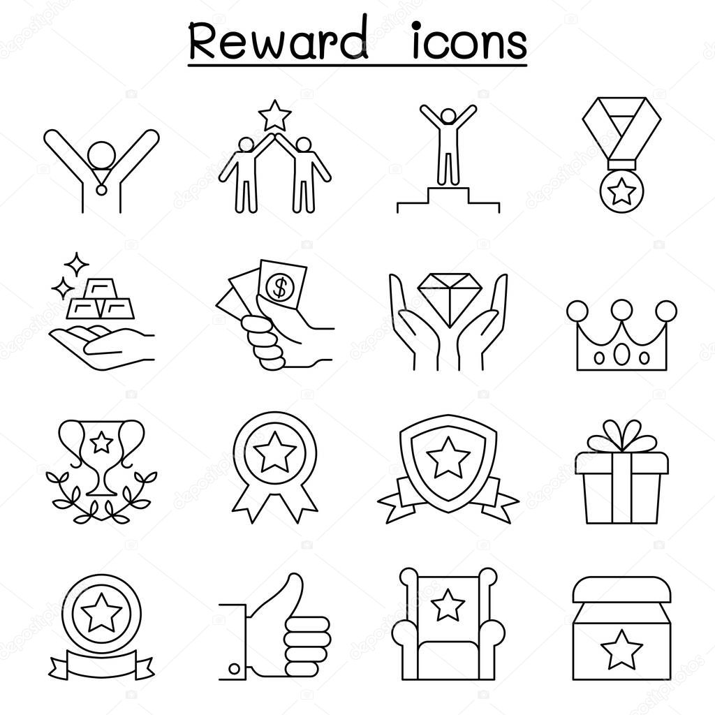 Reward & Success icon set in thin line style