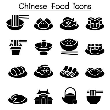 Vektör çizim grafik tasarım Çin yemeği Icon set