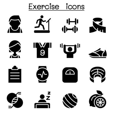 Egzersiz ve Fitness Icon set 