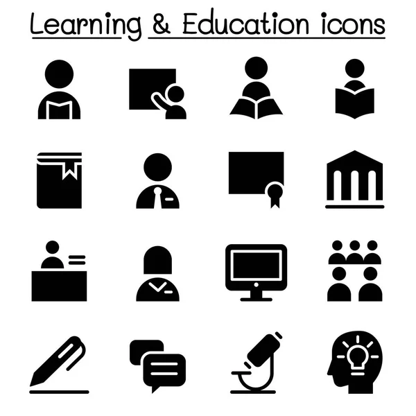 Conjunto de ícones Aprendizagem e Educação Ilustração vetorial Design gráfico — Vetor de Stock