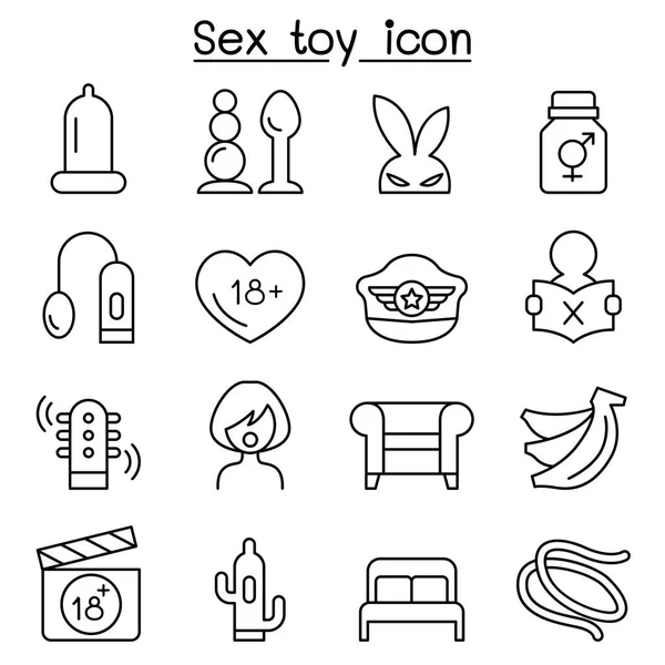 Zestaw w stylu cienka linia seks zabawka ikon — Wektor stockowy