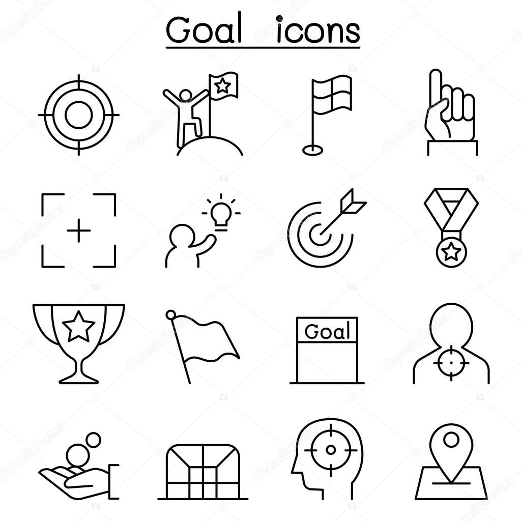 Goal icon set in thin line style