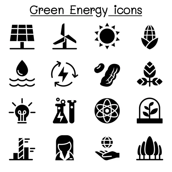 Icono de energía verde conjunto vector ilustración diseño gráfico — Vector de stock