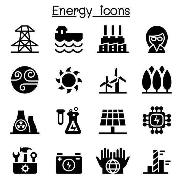 Iconos de suministro de energía y energía — Vector de stock