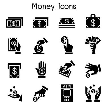 Para, para, para birimi, para Icon set düz stil