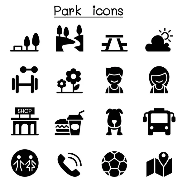 Ícones de parque público ilustração vetorial design gráfico — Vetor de Stock