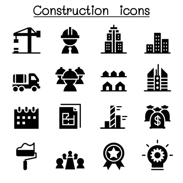 Construção ícones industriais ilustração vetorial design gráfico —  Vetores de Stock