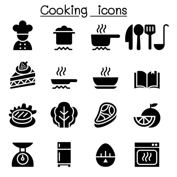 Cozinha e cozinha ícones ilustração vetorial design gráfico — Vetor de Stock