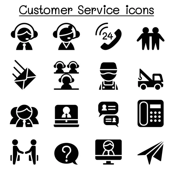 Customer Service & Call Center iconen vector illustratie grafisch ontwerp — Stockvector