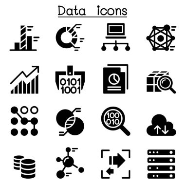 Data technology icons set clipart
