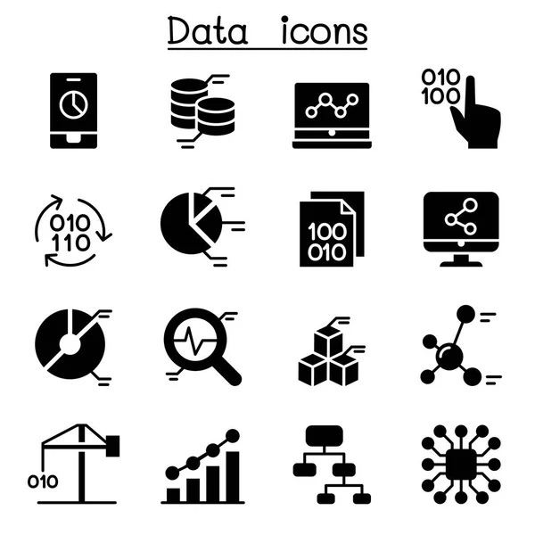 Datenbank, Datenanalyse, Datenmanagement-Symbole — Stockvektor