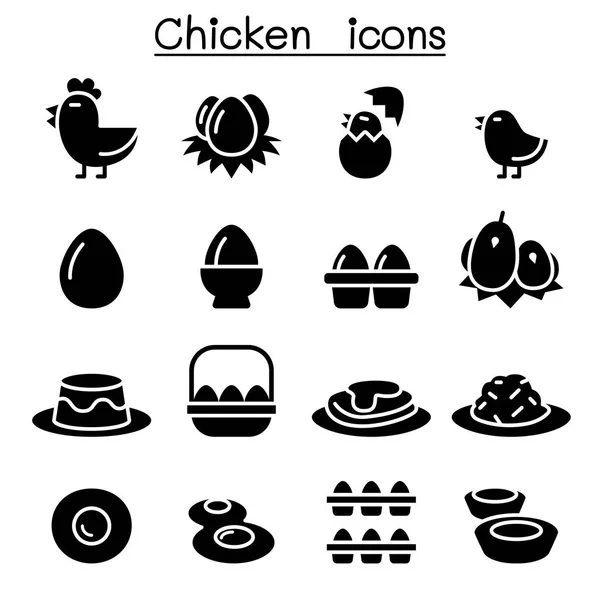 Iconos de pollo y huevo — Vector de stock