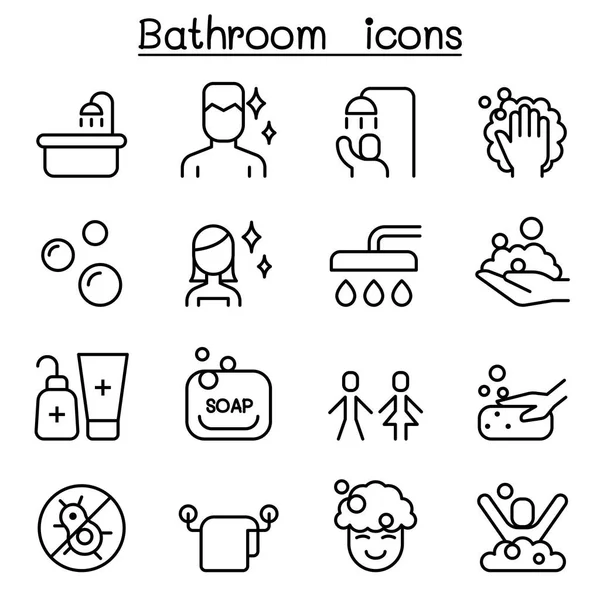 Іконка ванної кімнати набір у стилі тонкої лінії — стоковий вектор
