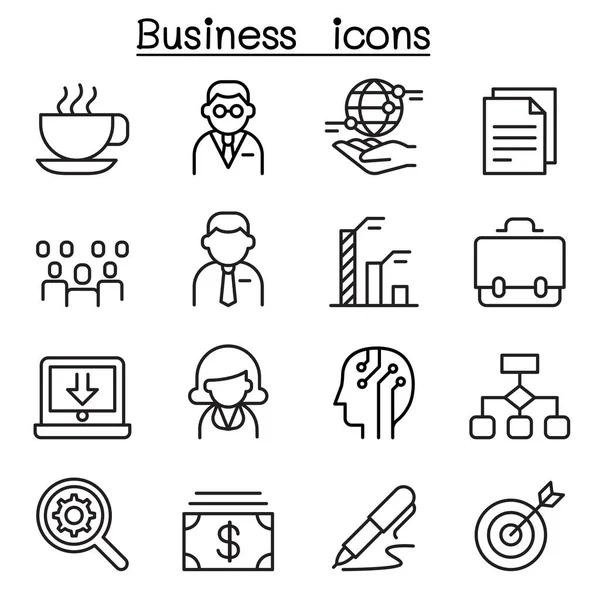 Business management icon set in thin line style — Stock Vector