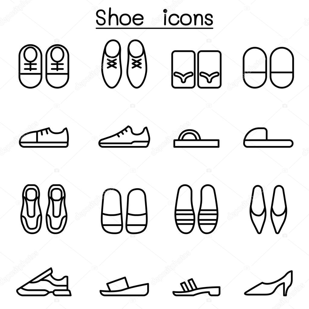 Shoes icon set in thin line style