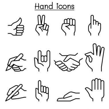 İnce çizgi stlye el simgesi ayarla